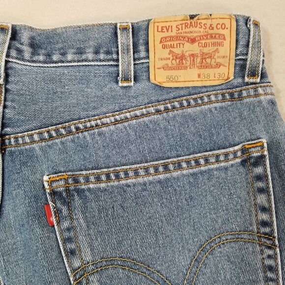 Levi's 550 jeans men's 38x30 relaxed fit straight blue denim pants - Picture 9 of 12